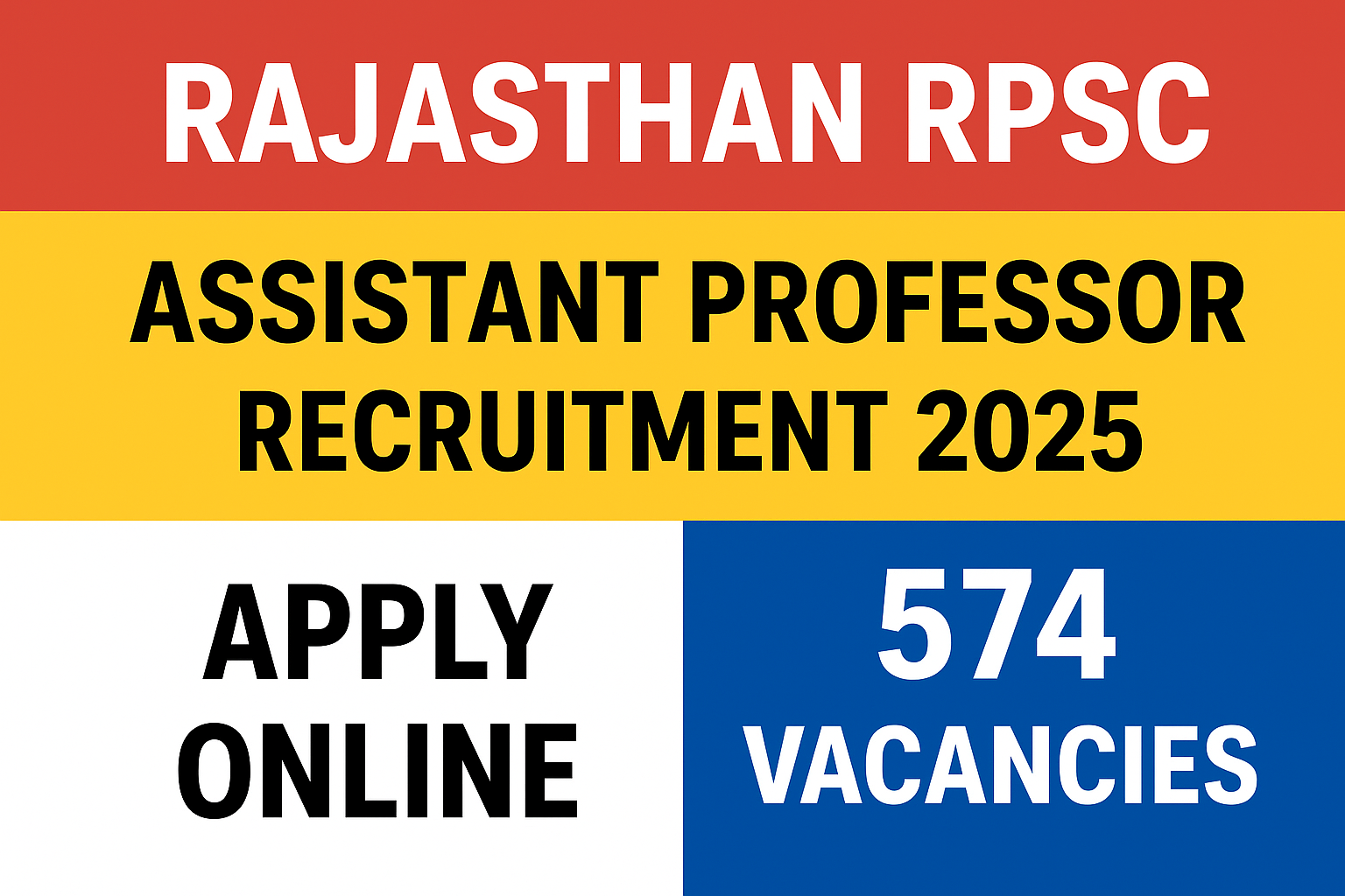 Rajasthan RPSC Assistant Professor Recruitment 2025 – Apply Online for 574 Vacancies